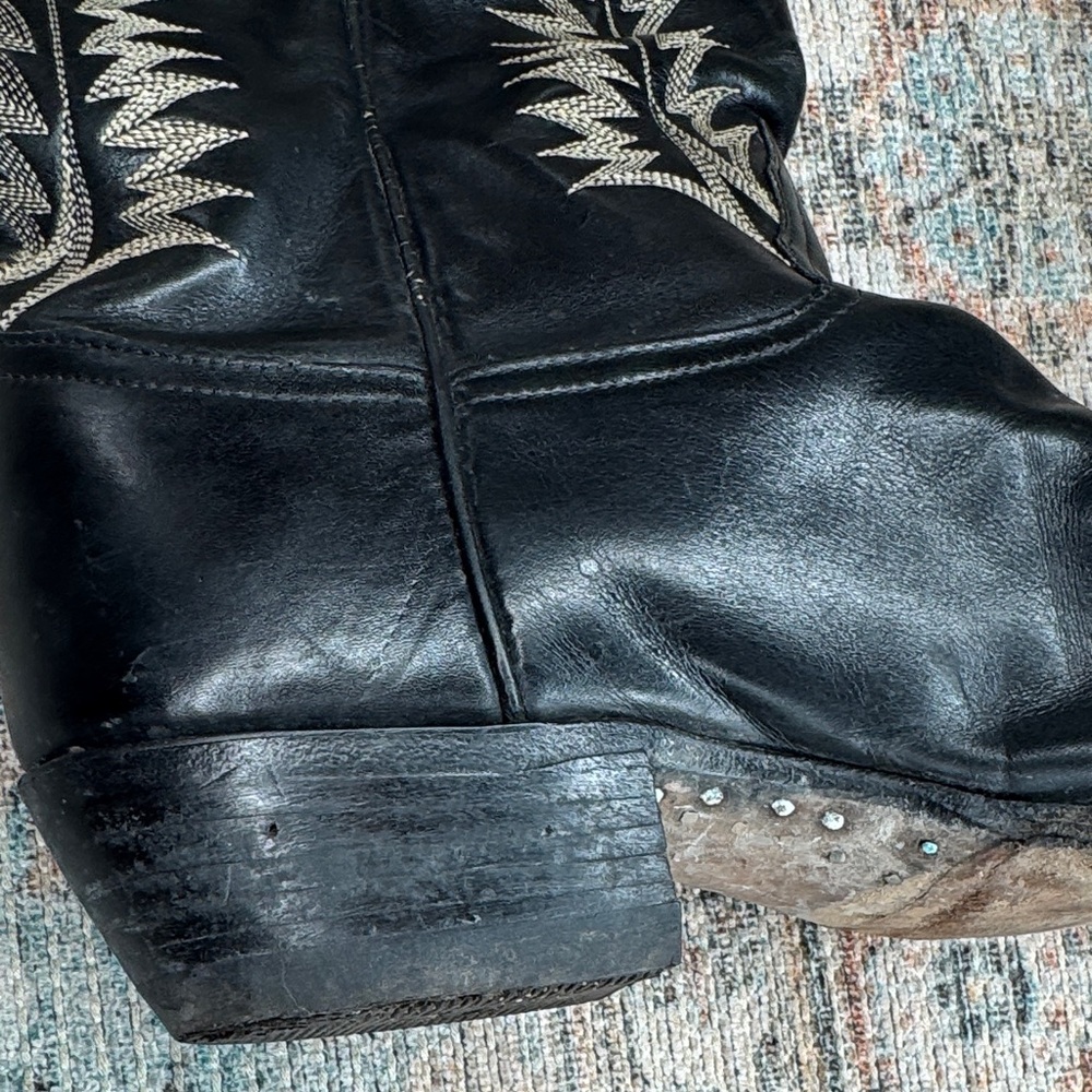 Tony Lama 6924 Men’s Black Leather Boots Vintage Western Cowboy Pointed Toe 11D - Picture 12 of 17